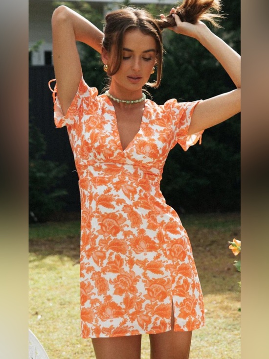 Hello Molly Dresses & Skirts - Hello Molly Orange Floral Mini Dress
